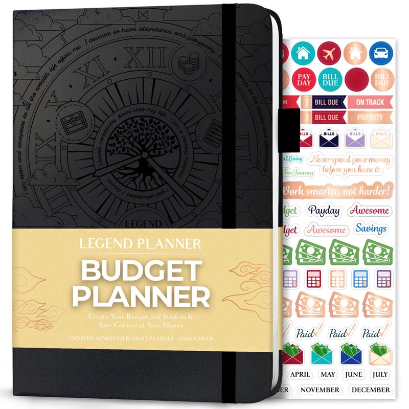 Legend Planner Legend Budget Planner â€“ Financial Organizer Book. Money Account & Expense Tracker Notebook Journal for Household Monthly Budgeting (Black) - Image 1